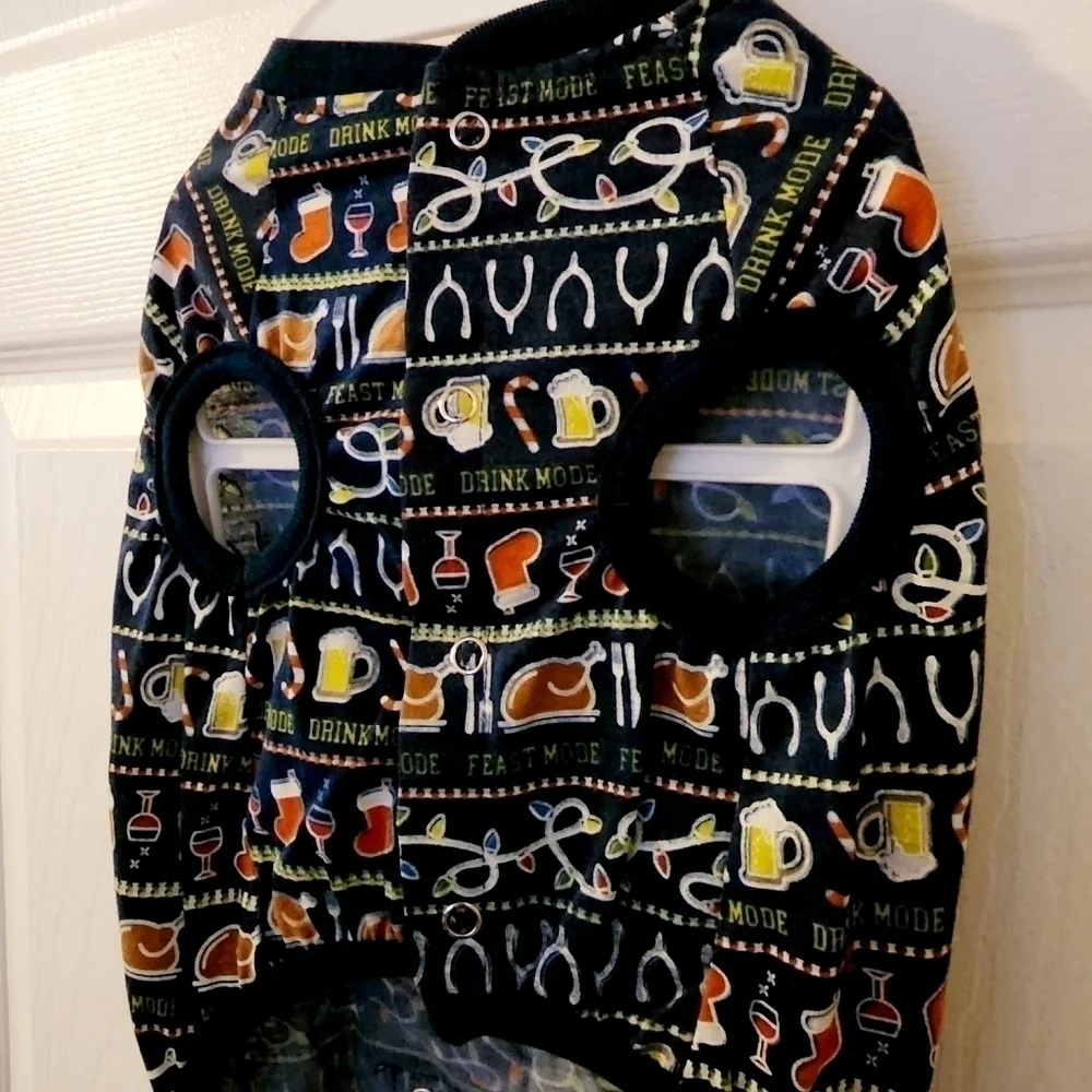 NWT Top Paw Thanksgiving Christmas Fair Isle Dog Pajama PJ'S Holiday Pet Clothes